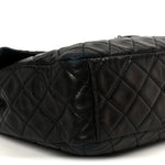 Washed Lambskin Quilted Maxi Single Flap Black