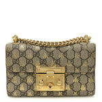 GG Supreme Monogram Bees Small Padlock Shoulder Bag Black