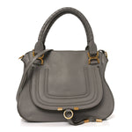 Calfskin Small Marcie Satchel Cashmere Grey