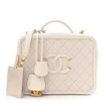 Caviar Quilted Large CC Filigree Vanity Case White