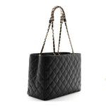 Caviar Quilted Small Shopping Tote Black