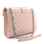 Grain De Poudre Textured Mixed Matelasse Medium Triquilt Monogram Satchel Marble Pink