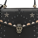 Calfskin Studded Serpenti Forever Top Handle Black