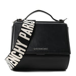 Calfskin Mini Pandora Box Logo Strap Crossbody Bag Black