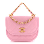 Calfskin Quilted Small Messenger Flap Light Pink