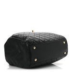 Lambskin Quilted Drawstring Bag Black