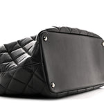 Lambskin Quilted Chic and Soft Shopping Tote Black