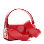 Shiny Calfskin Medium Pencil Shoulder Bag Rouge Lipstick