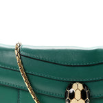 Calfskin Serpenti Forever Flap Clutch  Emerald Green