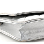 Metallic Lambskin Quilted Wallet On Chain WOC Silver