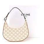 Canvas Calfskin Ava Triomphe Shoulder Bag White