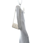 Calfskin Spikes Loubinthesky Paloma Clutch Snow