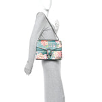 Calfskin Blooms Print Medium Dionysus Shoulder Bag Bright Emerald Multicolor