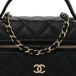 Caviar Quilted Top Handle Slim Vanity With Chain Black
