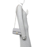 Lambskin Quilted Mini Rectangular Pearl Crush Flap Grey