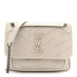Crinkled Calfskin Matelasse Monogram Baby Niki Chain Satchel Blanc Vintage