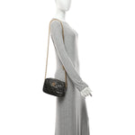 Metallic Calfskin Pearl Quilted CC Mini Camera Case Ruthenium