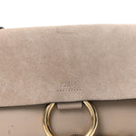 Suede Calfskin Small Faye Shoulder Bag Motty Grey