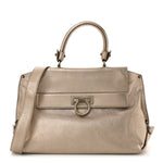 Metallic Grained Calfskin Medium Sofia Satchel Gold