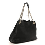 Pebbled Calfskin Medium Soho Chain Shoulder Bag Black