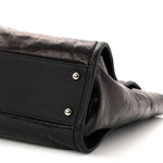 Glazed Calfskin Small Deauville Tote Black
