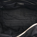 Re-Nylon Nappa Triangle Quilted Padded Small Double Handled Zip Tote Black