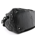 Aged Calfskin Pony Hair Quilted Small Miss Pony Drawstring Tote Black