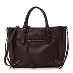 Calfskin Papier Mini A4 Zip Around Tote Rouge Aubergine