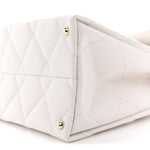 Caviar Quilted Medium Retro Twist Top Handle Flap White