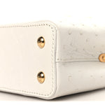 Iridescent Ostrich Capucines Mini White Gold