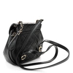 Glazed Aged Calfskin Quilted Small Duma Drawstring Backpack Black