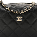 Caviar Quilted Hobo Clutch With Chain  Black