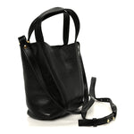 Grained Calfskin Small Spin Tote Black
