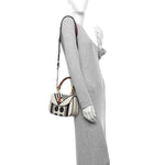 Calfskin Web Geometric Print Small Bamboo 1947 Top Handle Bag White Multi