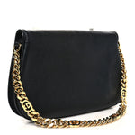 Roxy Calfskin Blondie Chain Shoulder Flap Bag Black