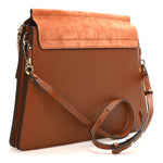 Suede Calfskin Medium Faye Shoulder Bag Tobacco