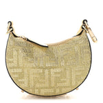 Crystal Vitello Laminato Suede FF Nano Fendigraphy Hobo Charm Platino