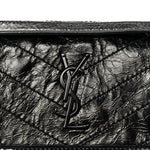 Crinkled Calfskin Matelasse Monogram Baby Niki Chain Satchel Black
