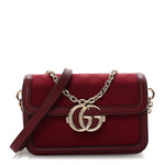 Crepe Wool Silk GG Monogram Go Small Shoulder Bag Rosso Ancora