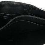 Metallic Lambskin Wave Clutch Black Silver