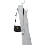 Calfskin Matelasse Small GG Marmont Chain Shoulder Bag Black