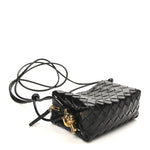 Polished Nappa Intrecciato Metallic Knot Mini Loop Camera Bag Black