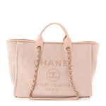 Mixed Fibers Calfskin Medium Deauville Tote Beige