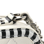 Caviar Quilted Striped Medium CC Filigree Vanity Case White Black