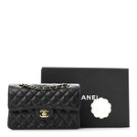 Caviar Quilted Small Double Flap Black