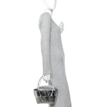 Mirror Laminated Nappa Maxi Intrecciato Mini Arco  Silver