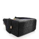 Washed Denim Quilted Medium Chanel 25 Handbag Black