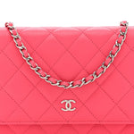Caviar Quilted Wallet on Chain WOC Dark Pink
