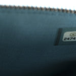 Metallic Caviar Quilted Small Boy Clutch With Chain Turquoise