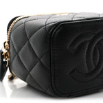 Caviar Quilted Mini Vanity Case With Chain Black